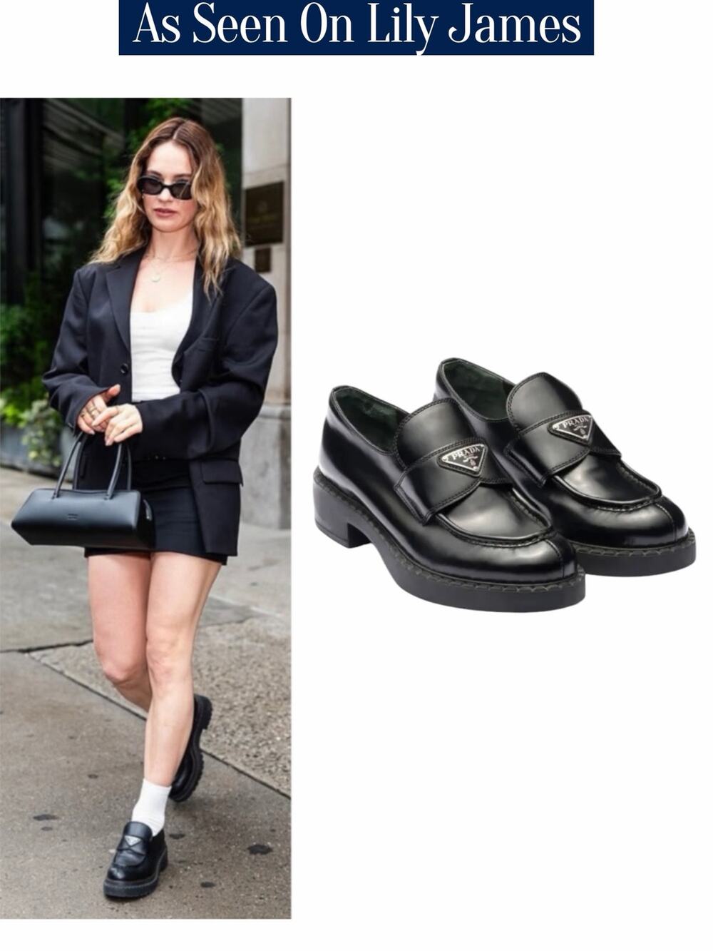 Prada Triangle Logo Brushed Leather Platform Loafer Black Size 37